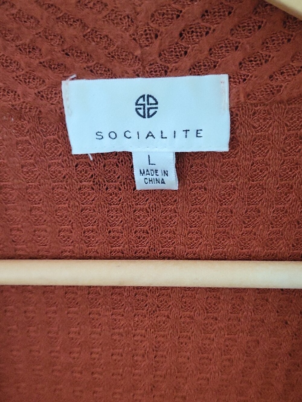 Socialite Rust Open Drape Ribbed Cardigan - Picture 2 of 3